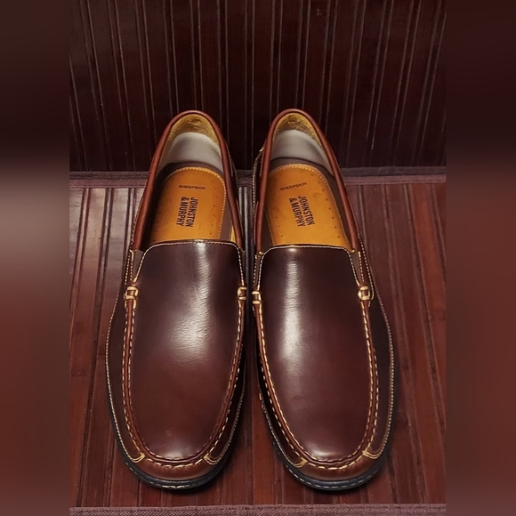 JOHNSTON & MURPHY SHEEPSKIN 25-8343 MEN'S DARK BROWN LEATHER LOAFERS SIZE 13 M - Picture 4 of 15
